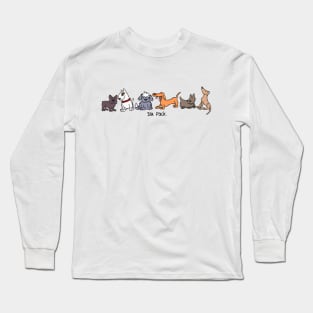 Six Pack of Dogs Cartoon Dog Long Sleeve T-Shirt